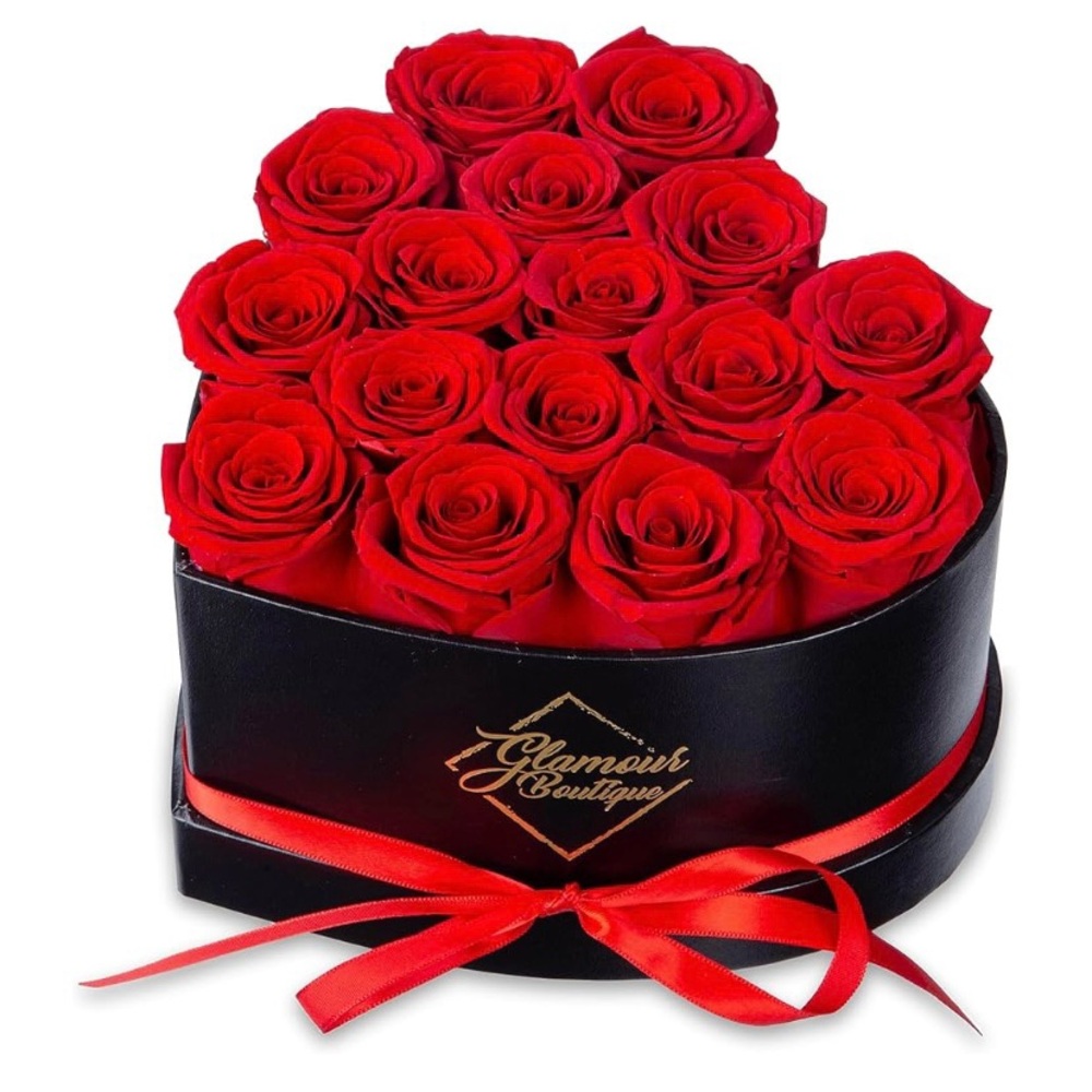 NIB Forever Red Roses For Valentines Day In A Heart-Shaped Box - Picture 2 of 8